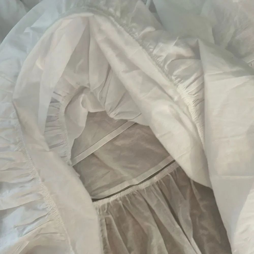 Nwt Sonya Australia White Cotton Marilyn Monroe Style Prairie Dress Peasant Dres — image 4 of 8